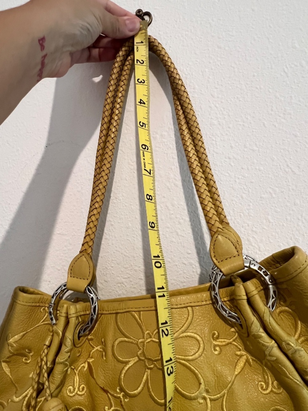 Brighton Yellow Embroidered Floral Leather Shoulder Bag - Picture 6 of 13